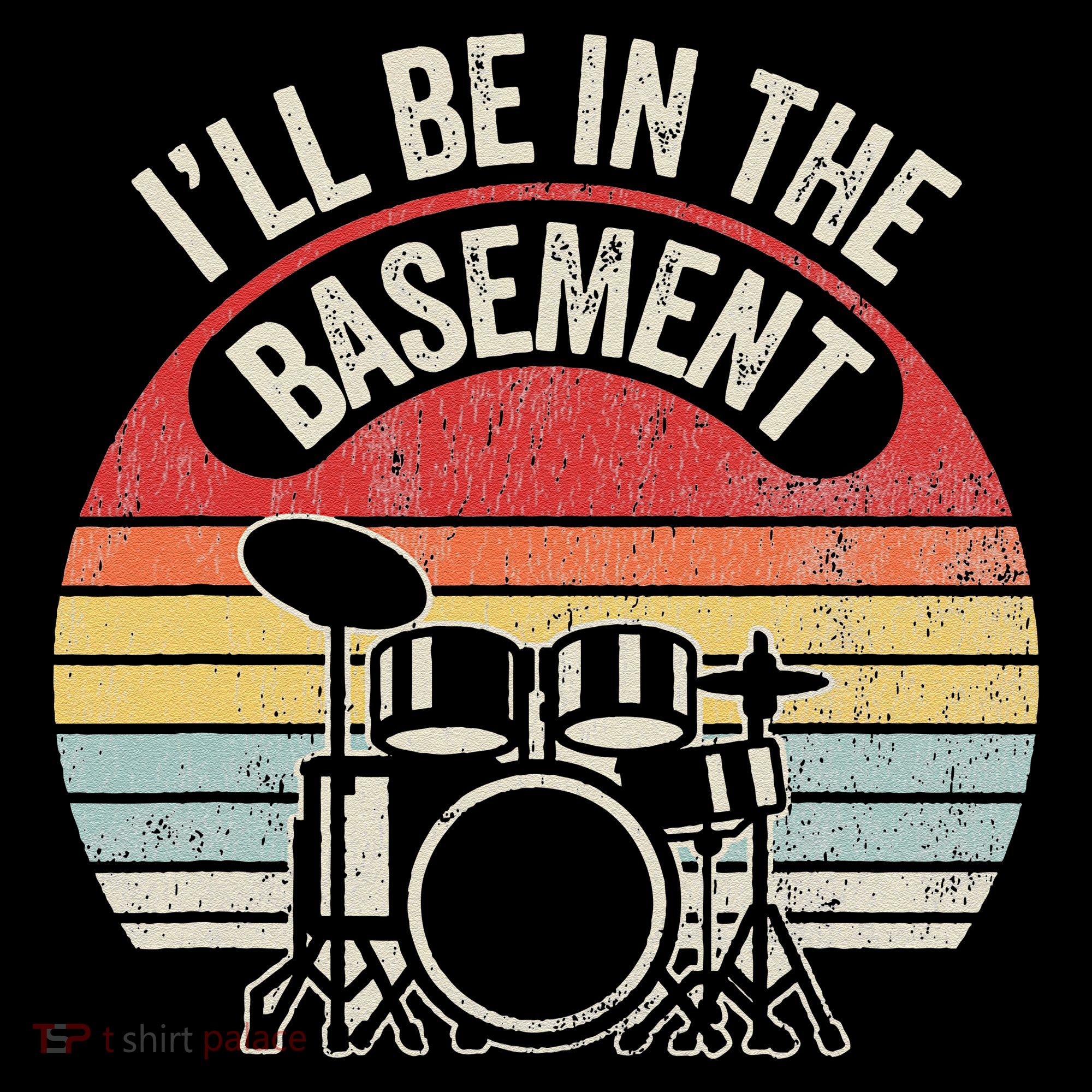 ILl Be In The Basement Drum Set Retro Vibe Baby Bodysuit