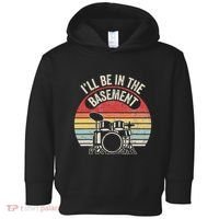 ILl Be In The Basement Drum Set Retro Vibe Toddler Hoodie thumb 0