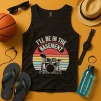 ILl Be In The Basement Drum Set Retro Vibe Tank Top thumb 4