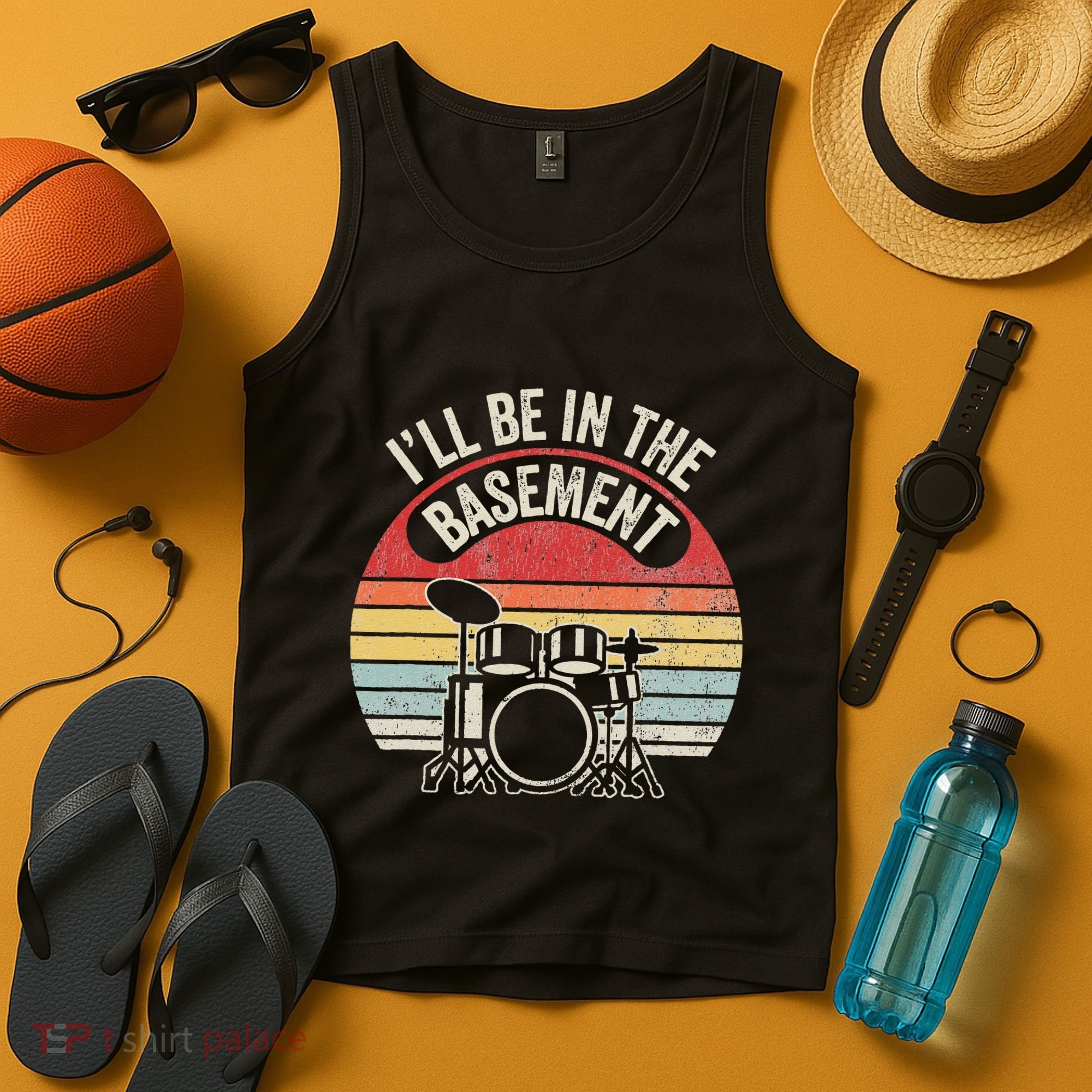 ILl Be In The Basement Drum Set Retro Vibe Tank Top