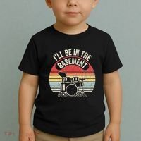 ILl Be In The Basement Drum Set Retro Vibe Toddler T-Shirt thumb 2