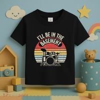 ILl Be In The Basement Drum Set Retro Vibe Toddler T-Shirt thumb 3