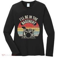 ILl Be In The Basement Drum Set Retro Vibe Women's Long Sleeve Shirt thumb 0