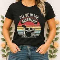ILl Be In The Basement Drum Set Retro Vibe Women's T-Shirt thumb 2