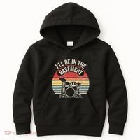 ILl Be In The Basement Drum Set Retro Vibe Kids Hoodie thumb 0