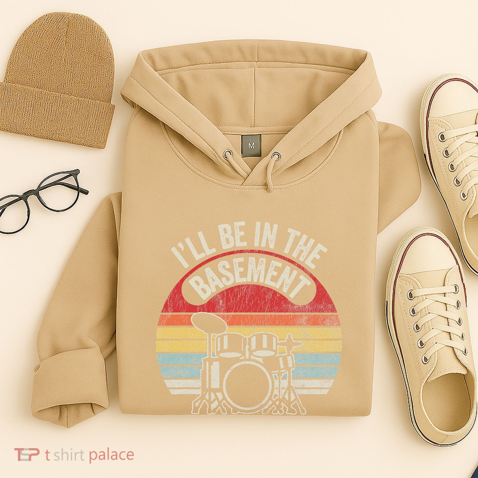 ILl Be In The Basement Drum Set Retro Vibe Hoodie