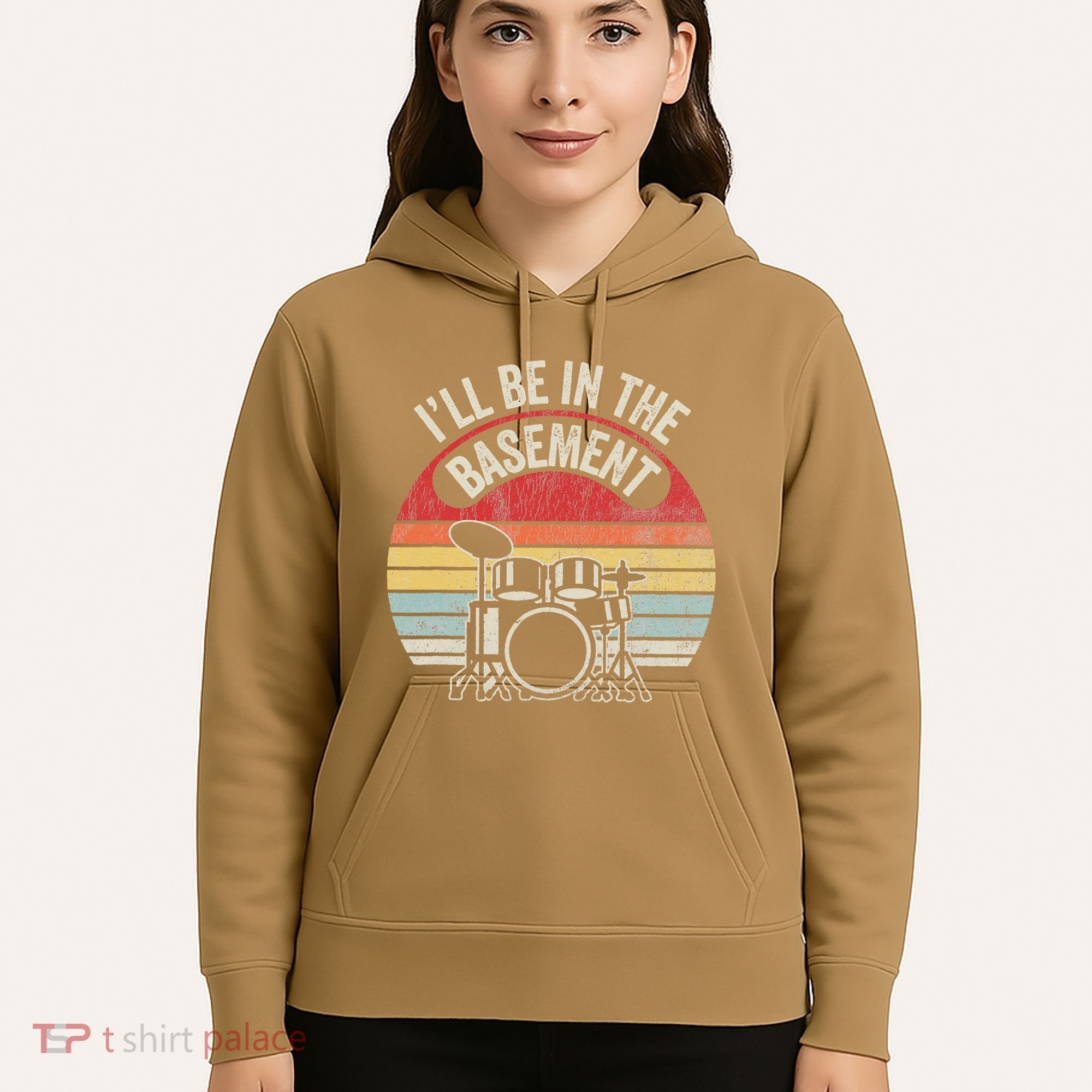ILl Be In The Basement Drum Set Retro Vibe Hoodie