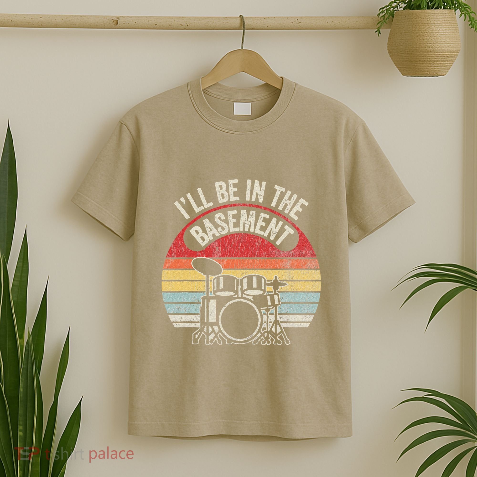 ILl Be In The Basement Drum Set Retro Vibe T-Shirt