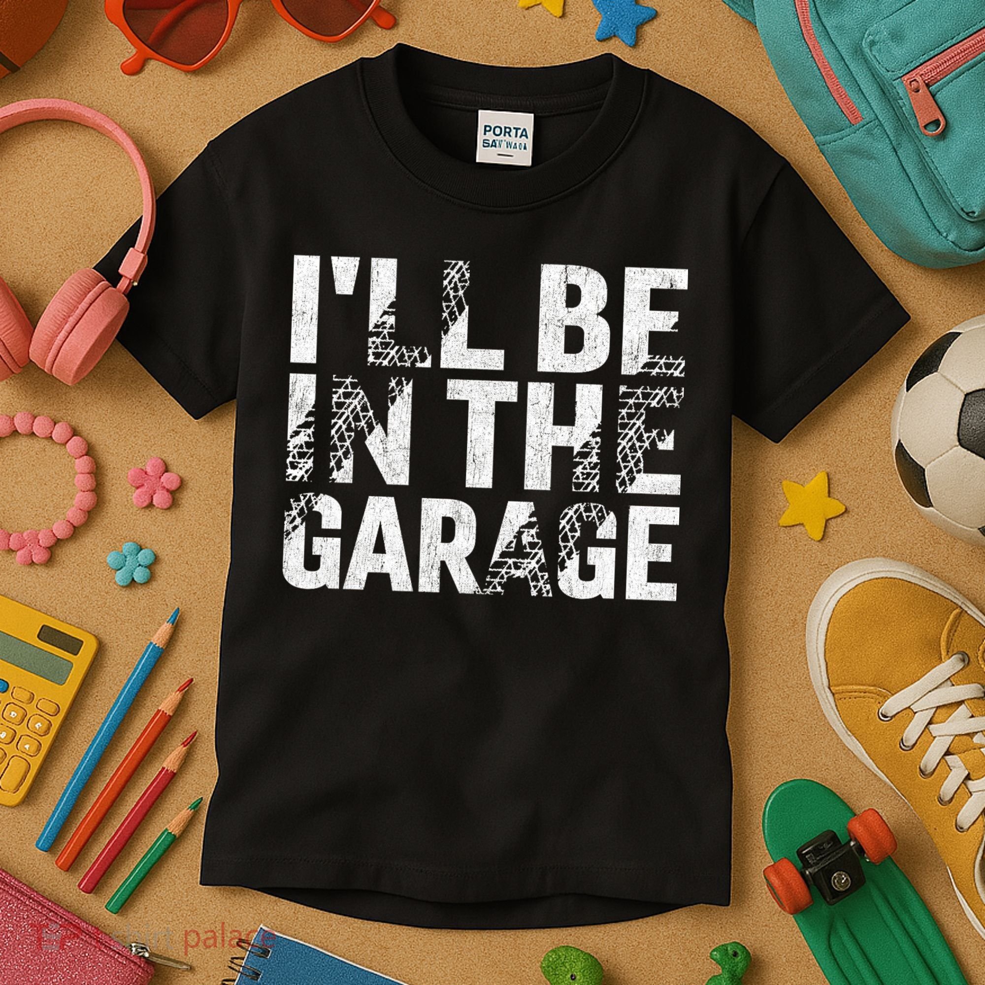 ILl Be In The Garage Dad Car Mechanic Garage Fathers Day Kids T-Shirt
