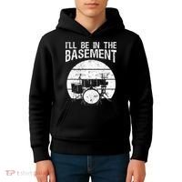 I'll Be In The Basement Drum Set Drumming Drummer Kids Hoodie thumb 4