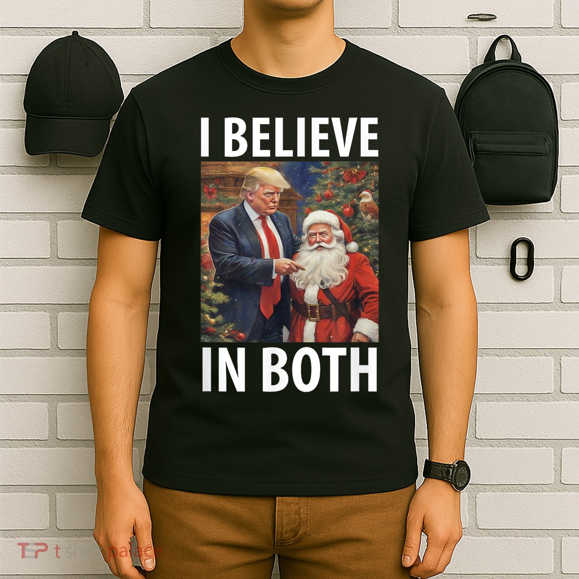 I Believe In Both Trump And Santa Funny Pro Trump Christmas T-Shirt