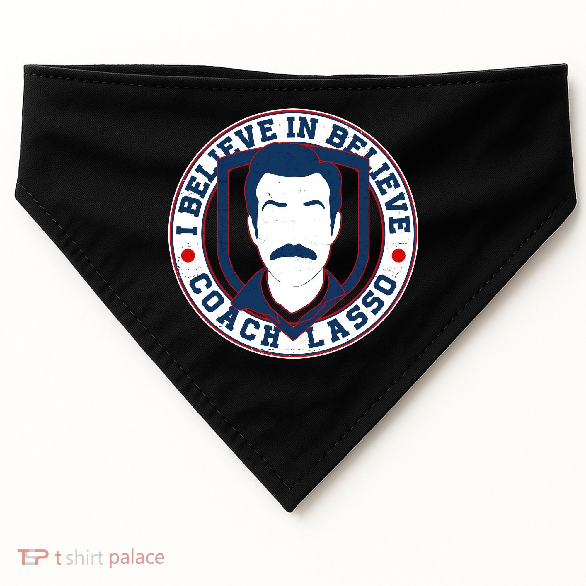 I Believe In Believe Coach Lasso Emblem USA-Made Doggie Bandana