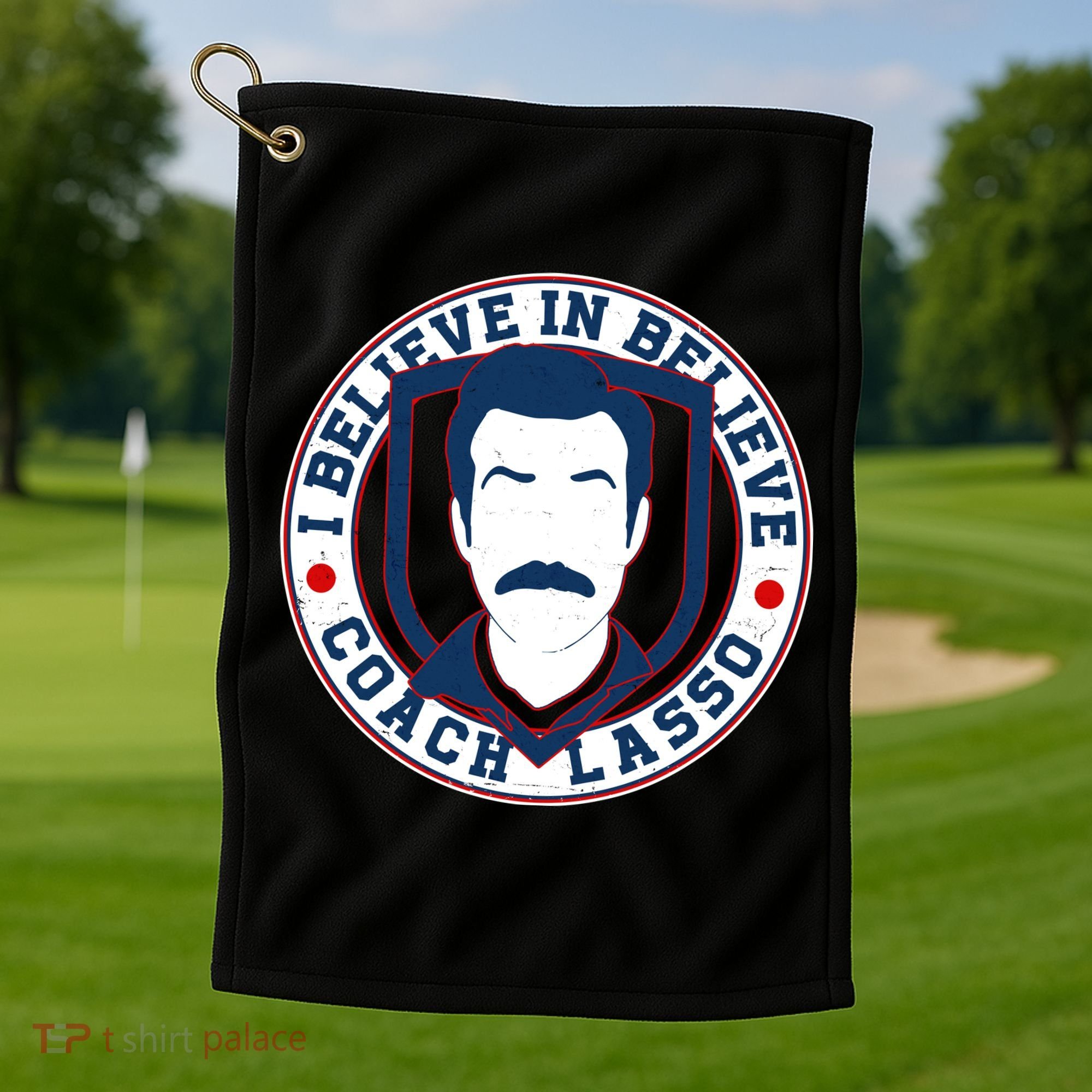 I Believe In Believe Coach Lasso Emblem Golf Towel