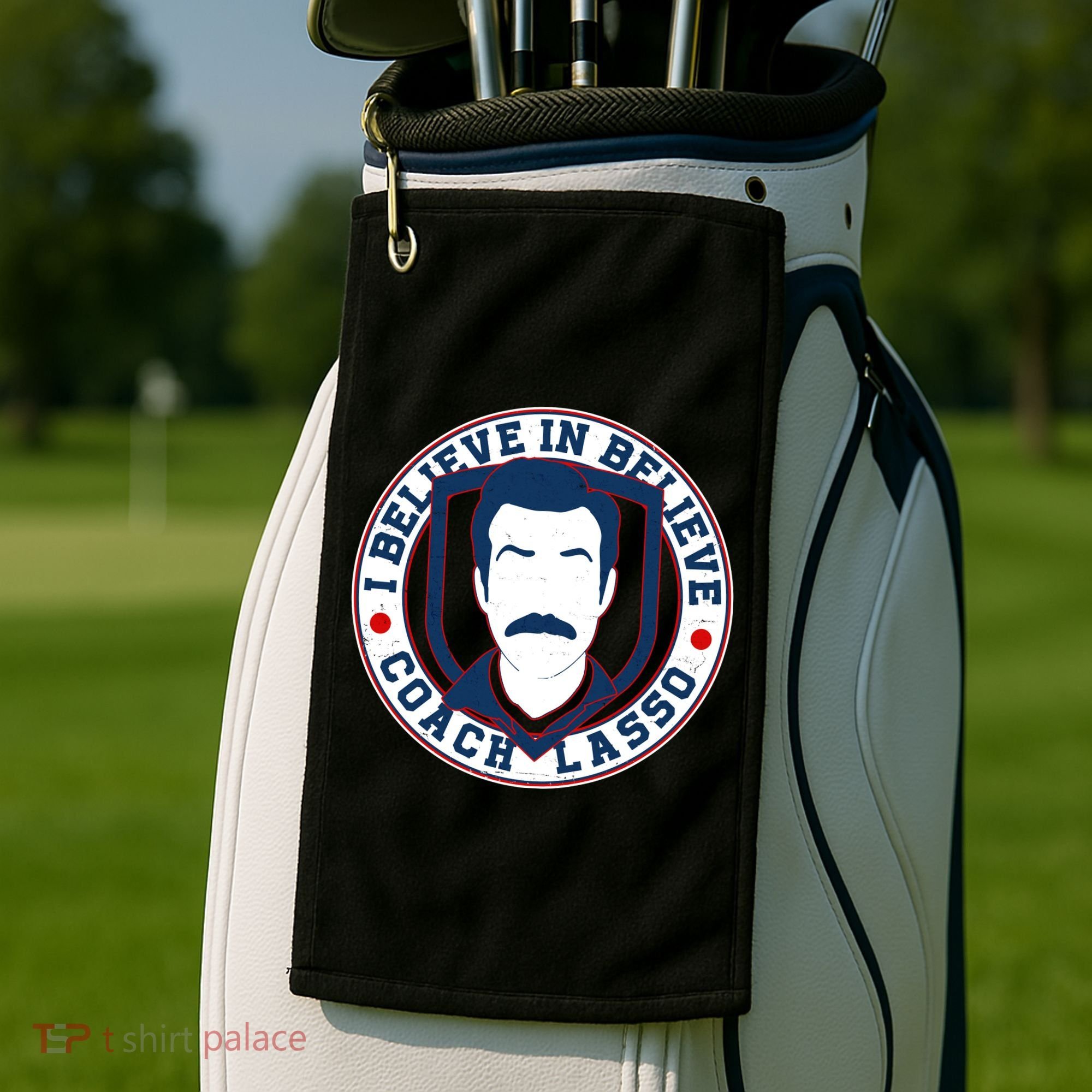 I Believe In Believe Coach Lasso Emblem Golf Towel