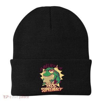 I Believe In Frog Supremacy Funny Beanie