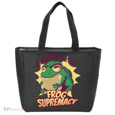 I Believe In Frog Supremacy Funny Tote Bag