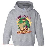 I Believe In Frog Supremacy Funny Toddler Hoodie thumb 0