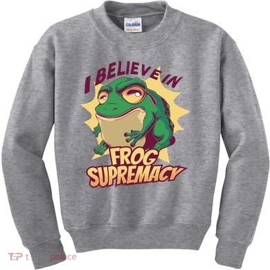 I Believe In Frog Supremacy Funny Kids Sweatshirt