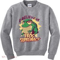 I Believe In Frog Supremacy Funny Kids Sweatshirt thumb 0