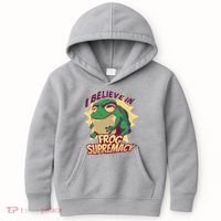 I Believe In Frog Supremacy Funny Kids Hoodie thumb 0