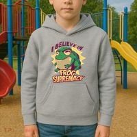 I Believe In Frog Supremacy Funny Kids Hoodie thumb 2