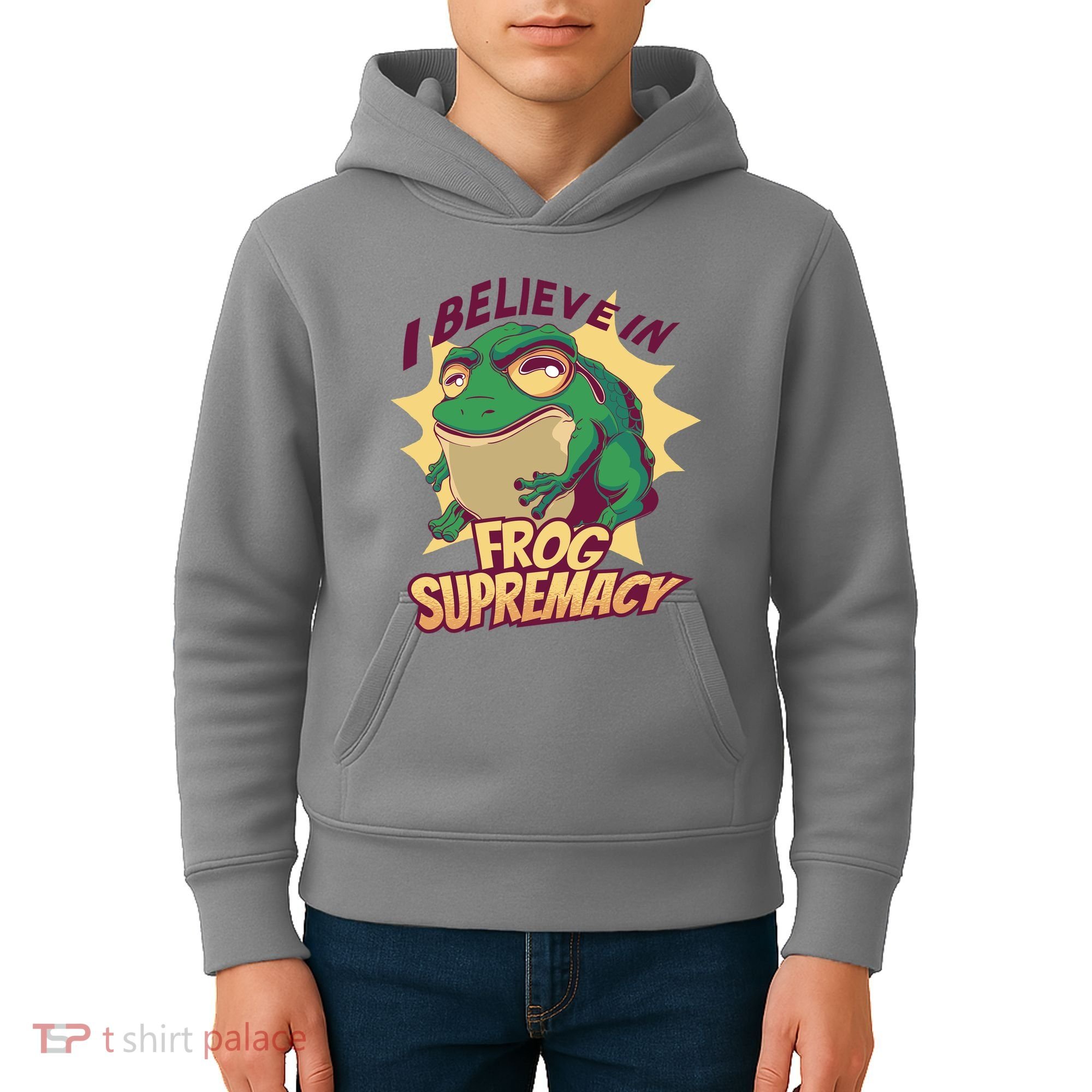 I Believe In Frog Supremacy Funny Kids Hoodie