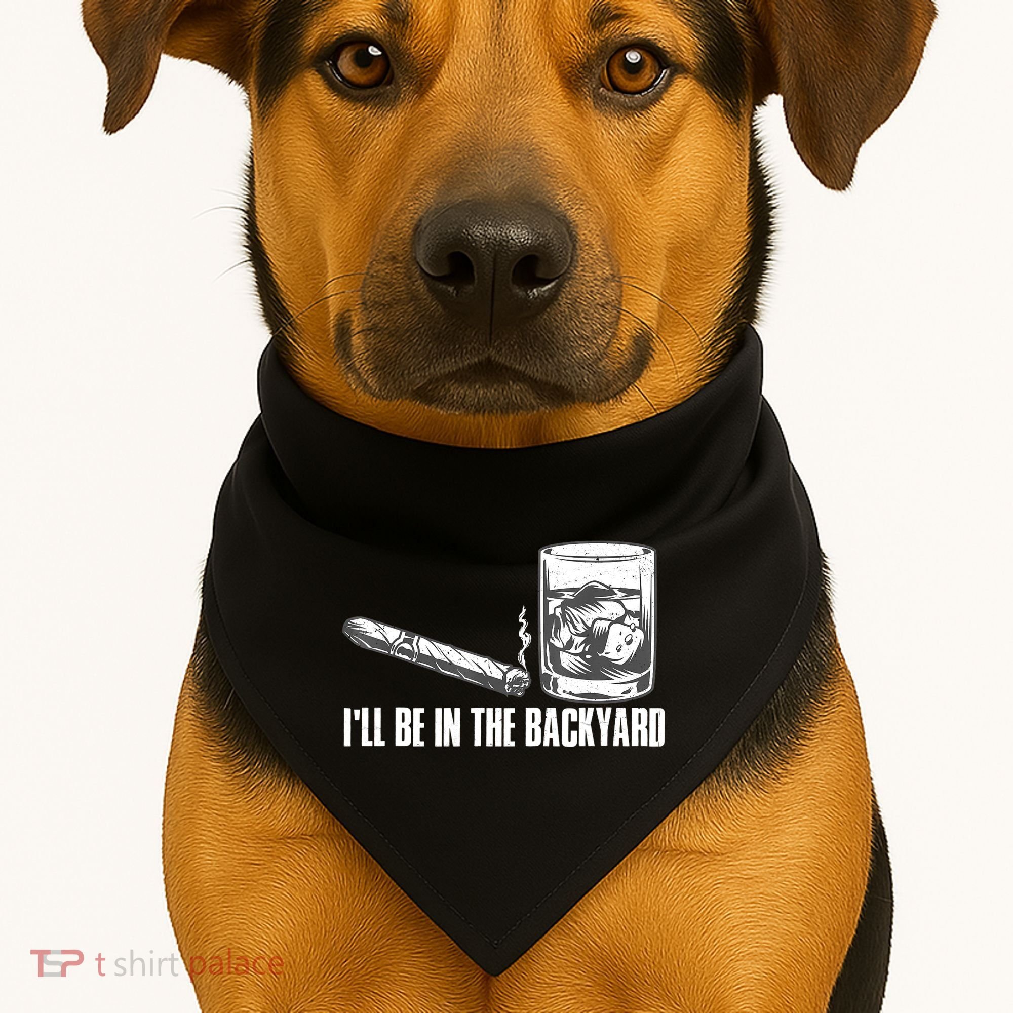 I'll Be In The Backyard Cigar & Whiskey Lover USA-Made Doggie Bandana
