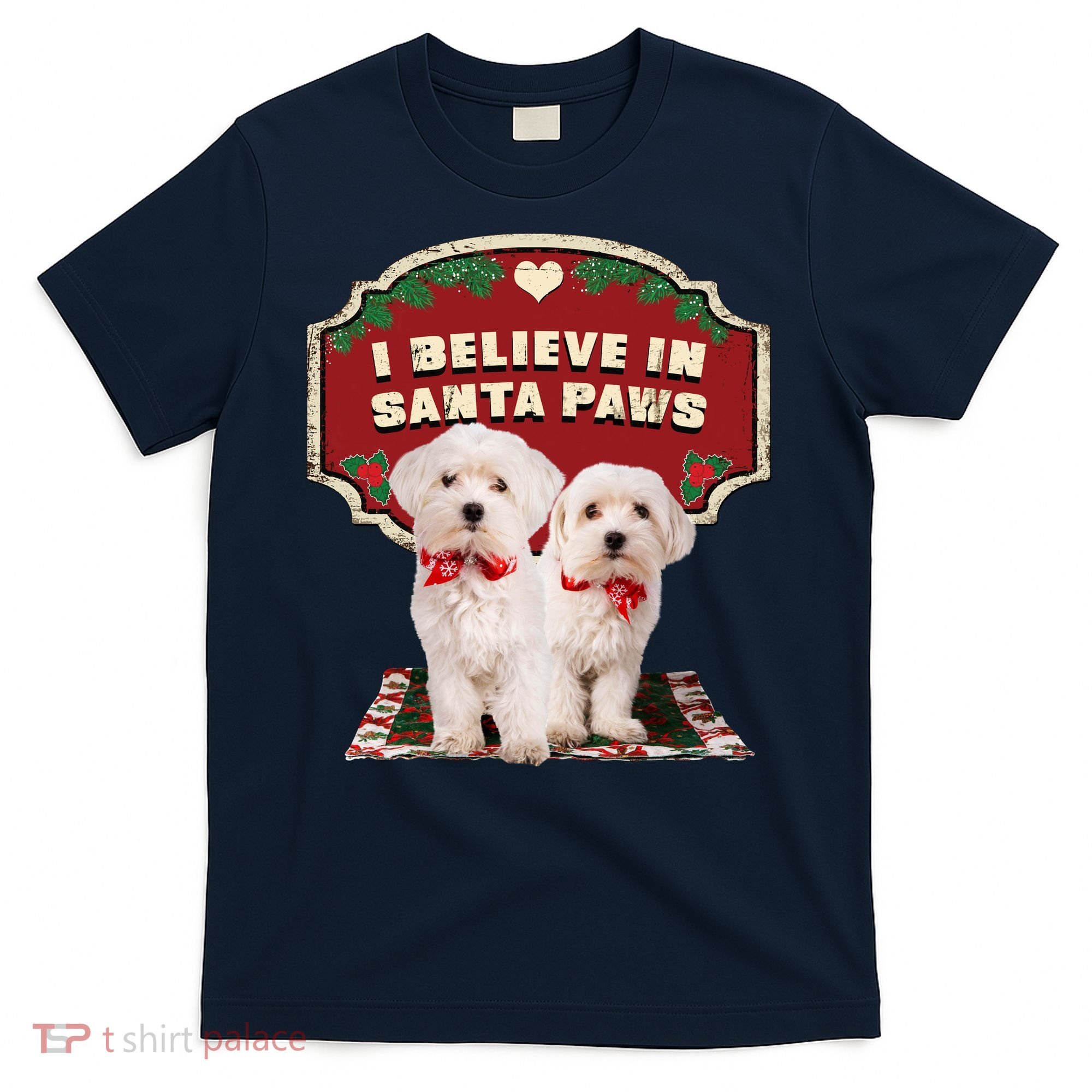 I Believe In Santa Paws Cute Christmas Dog Lover T-Shirt