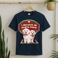 I Believe In Santa Paws Cute Christmas Dog Lover T-Shirt thumb 2