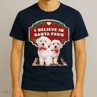 I Believe In Santa Paws Cute Christmas Dog Lover T-Shirt thumb 3