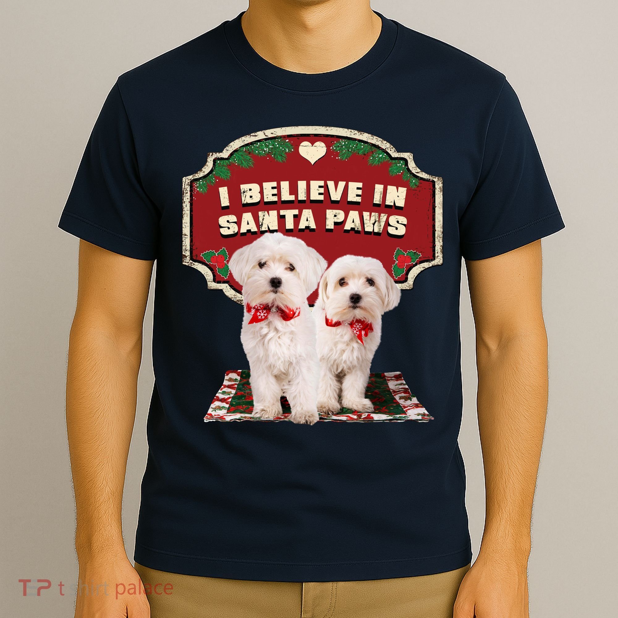 I Believe In Santa Paws Cute Christmas Dog Lover T-Shirt