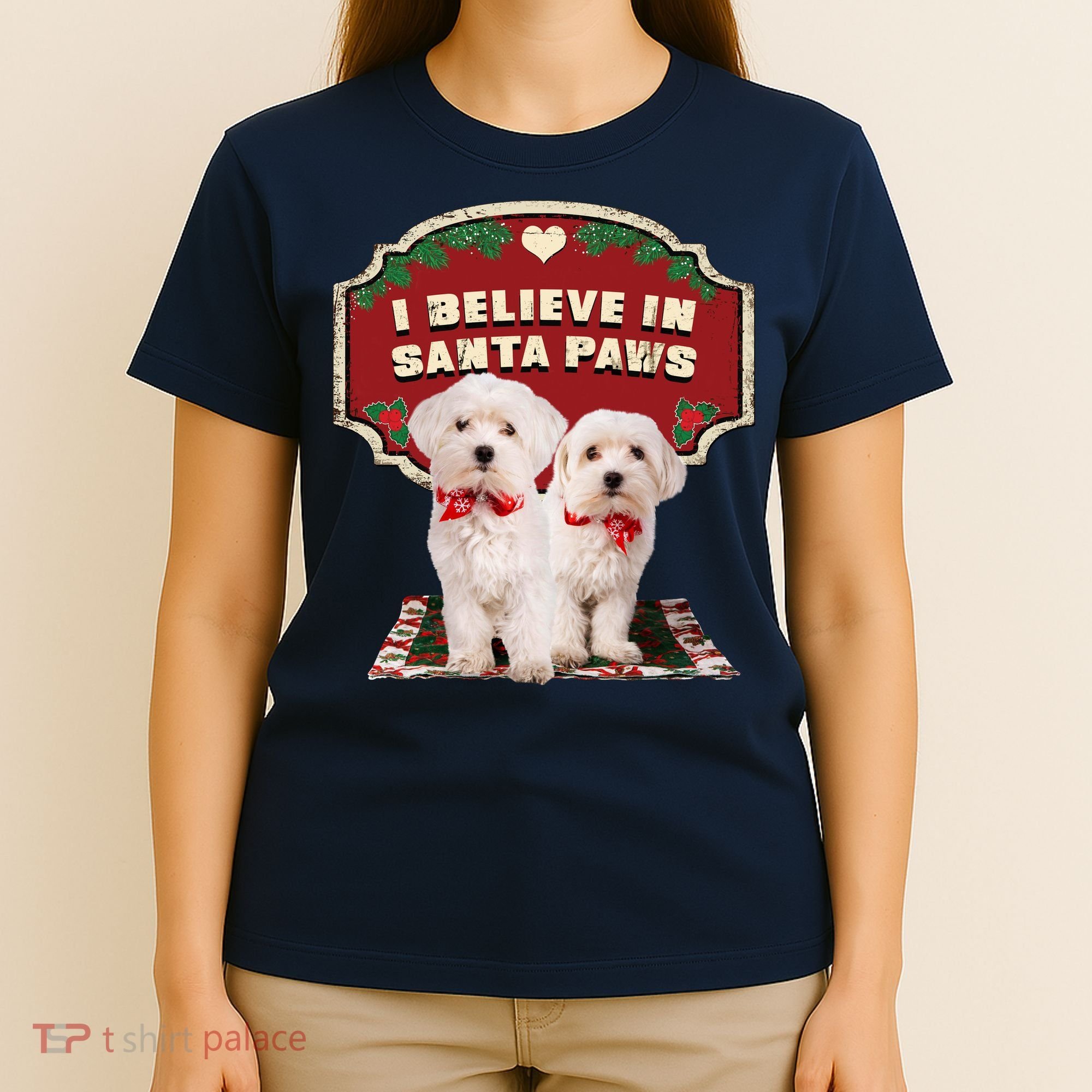 I Believe In Santa Paws Cute Christmas Dog Lover T-Shirt
