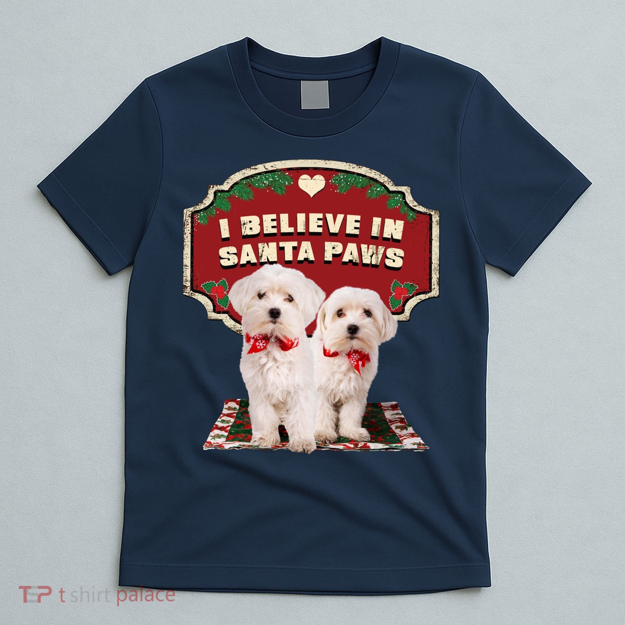 I Believe In Santa Paws Cute Christmas Dog Lover T-Shirt