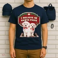 I Believe In Santa Paws Cute Christmas Dog Lover T-Shirt thumb 6