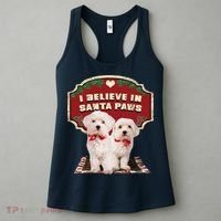 I Believe In Santa Paws Cute Christmas Dog Lover Women's Tank Top thumb 3