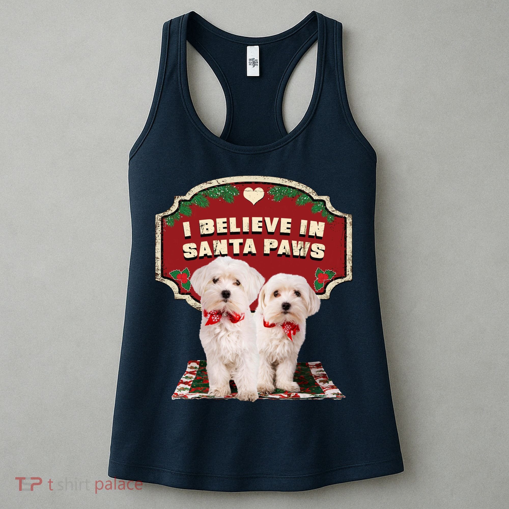 I Believe In Santa Paws Cute Christmas Dog Lover Women's Tank Top