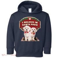 I Believe In Santa Paws Cute Christmas Dog Lover Toddler Hoodie thumb 0