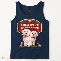 I Believe In Santa Paws Cute Christmas Dog Lover Tank Top thumb 2