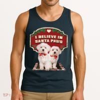 I Believe In Santa Paws Cute Christmas Dog Lover Tank Top thumb 3