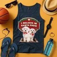 I Believe In Santa Paws Cute Christmas Dog Lover Tank Top thumb 4