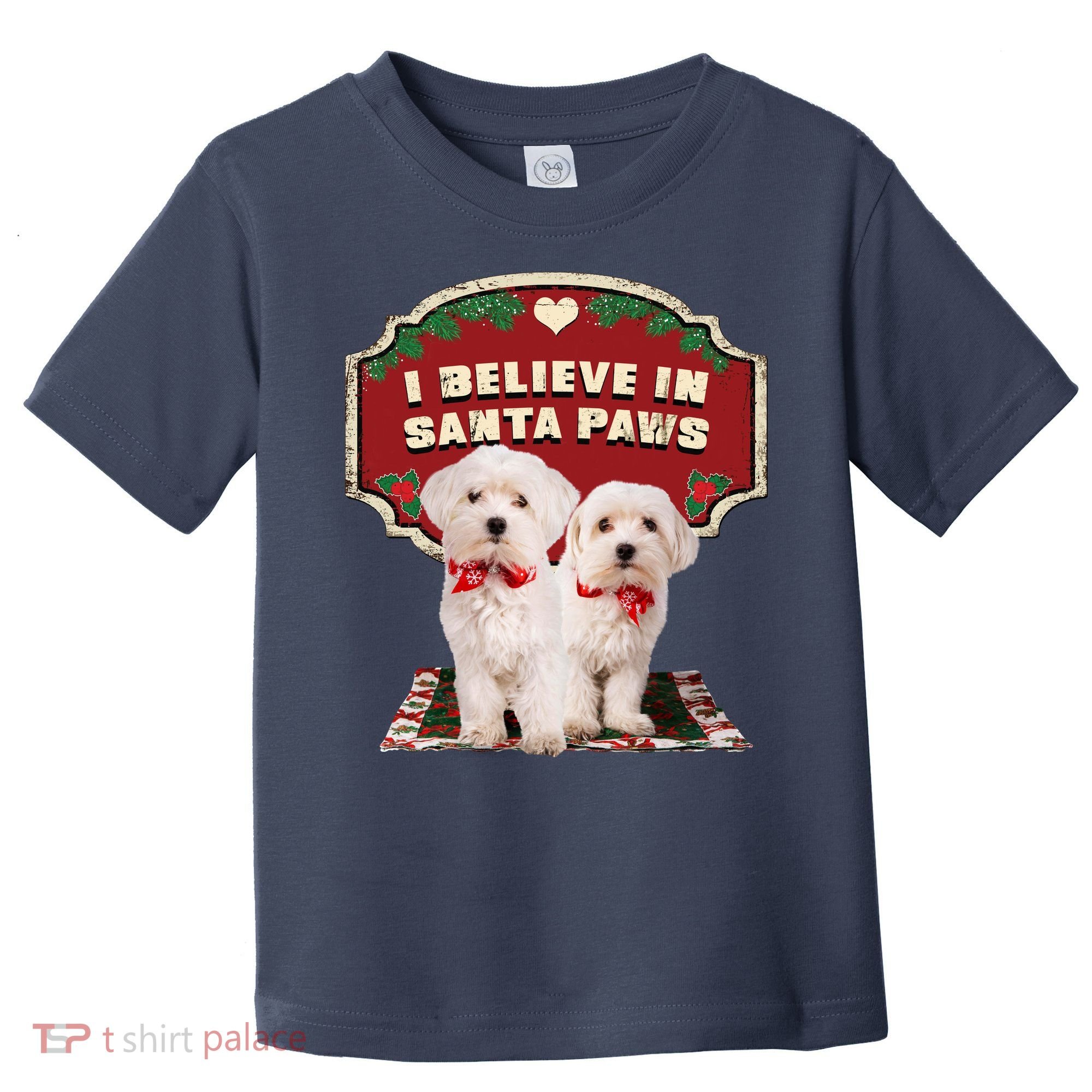I Believe In Santa Paws Cute Christmas Dog Lover Toddler T-Shirt