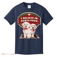 I Believe In Santa Paws Cute Christmas Dog Lover Kids T-Shirt thumb 0
