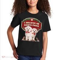 I Believe In Santa Paws Cute Christmas Dog Lover Kids T-Shirt thumb 2