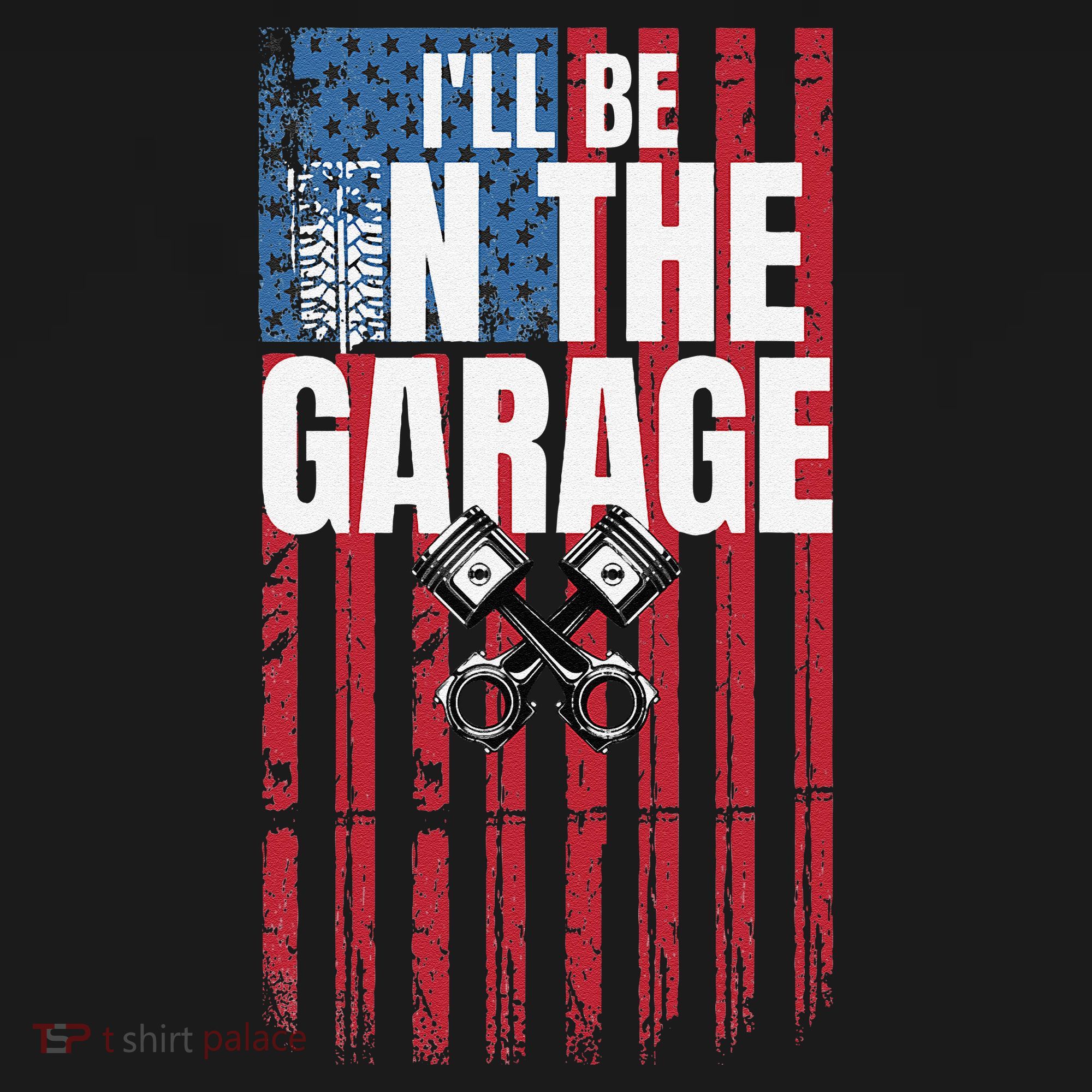 ILl Be In The Garage American Us Flag Mechanic Dad Grandpa Women's Tank Top