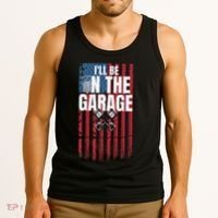 ILl Be In The Garage American Us Flag Mechanic Dad Grandpa Tank Top thumb 3