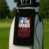 ILl Be In The Garage American Us Flag Mechanic Dad Grandpa Golf Towel thumb 2