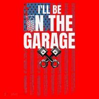 ILl Be In The Garage American Us Flag Mechanic Dad Grandpa Santa Hat thumb 1
