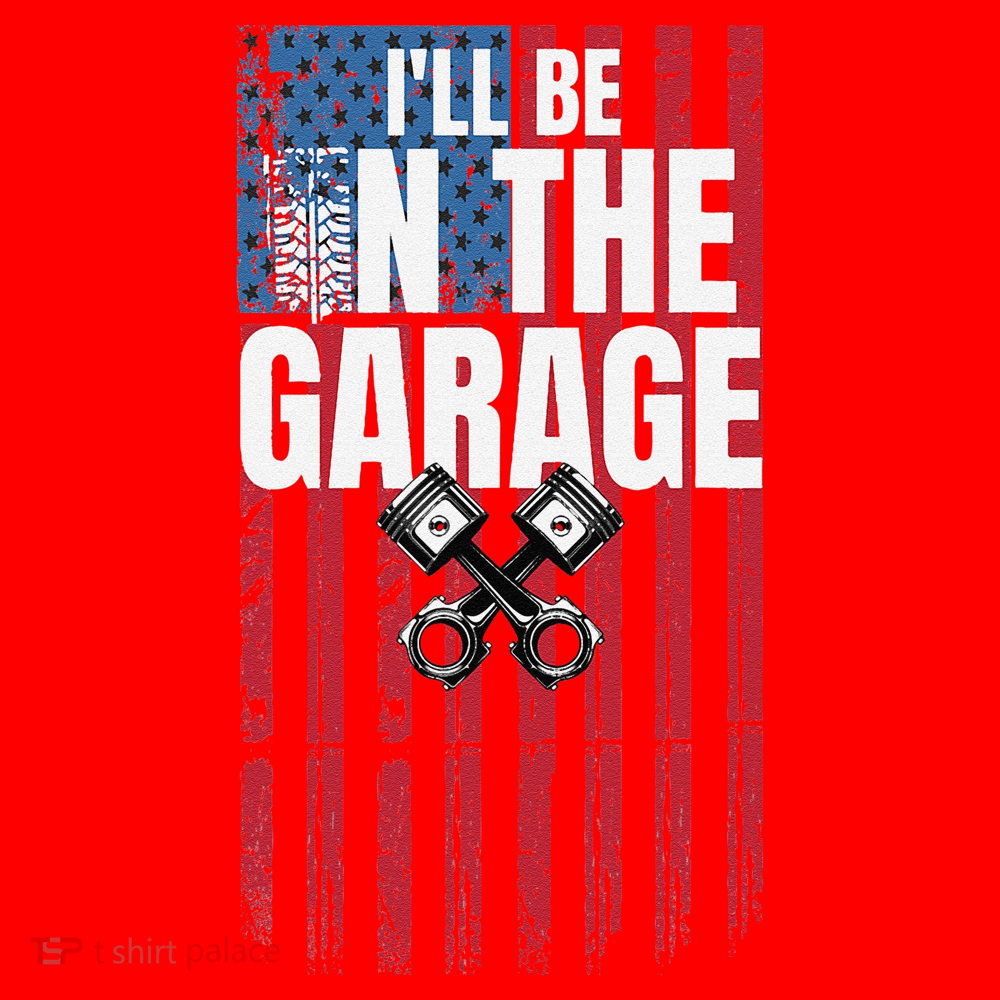 ILl Be In The Garage American Us Flag Mechanic Dad Grandpa Santa Hat