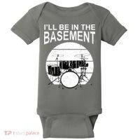 I'll Be In The Basement Drum Set Drumming Drummer Baby Bodysuit thumb 0