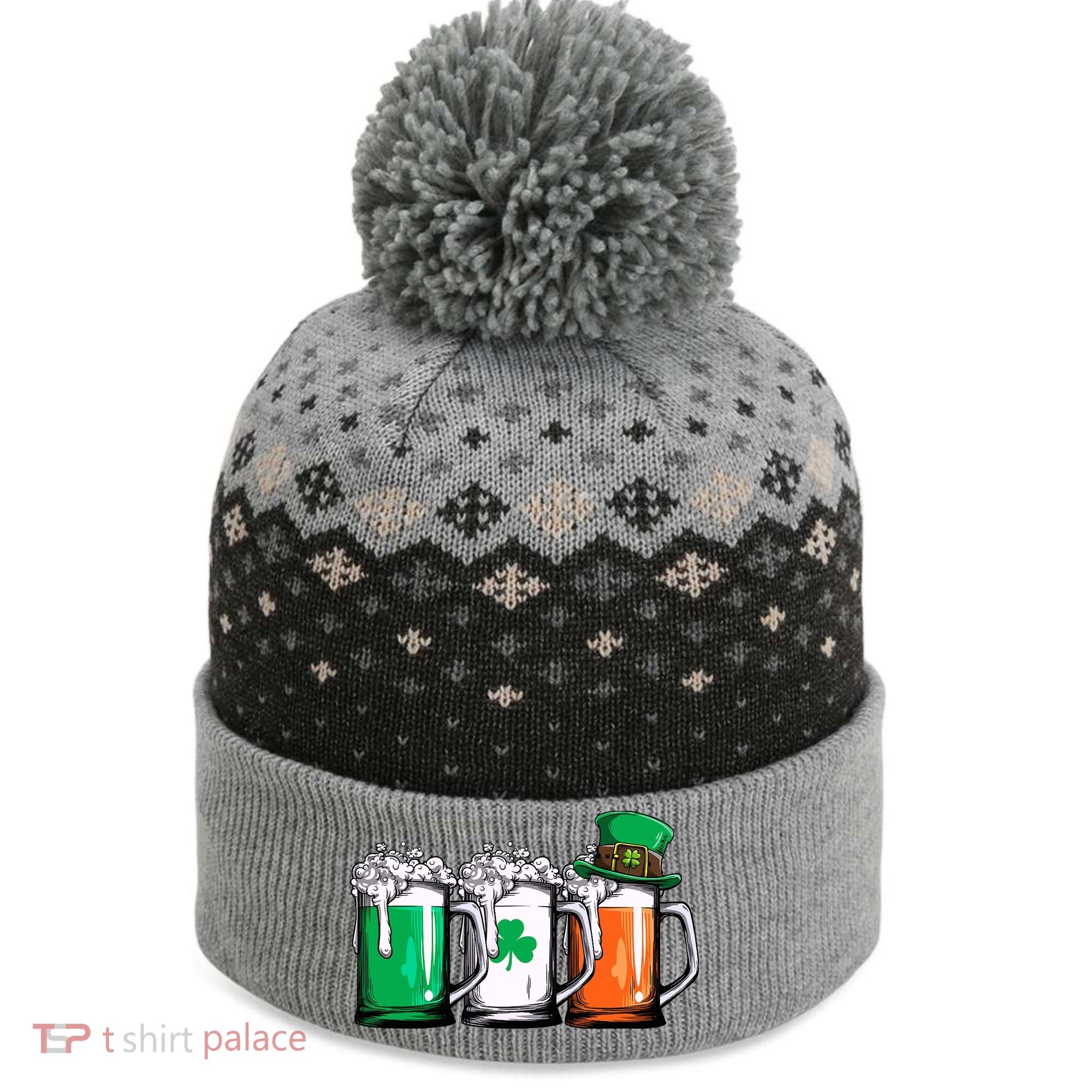 Irish Beer Ireland Flag St Patricks Day Leprechaun The Baniff Cuffed Pom Beanie